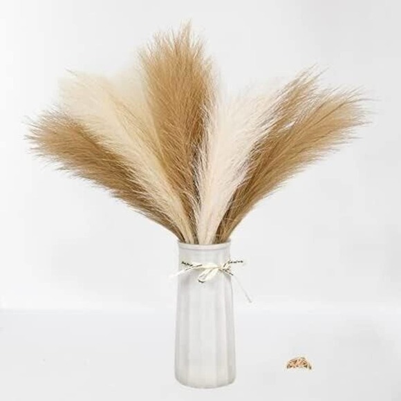 Perfect Pampas Other - Perfect Pampas Grass 8 Faux Stems 17 " White/ Beige/Taupe Mixed Home Decor NIB